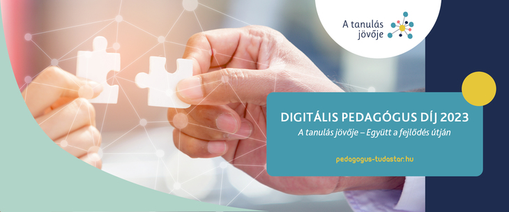 Digitális Pedagógus Díj 2023 két kéz puzzle darabokat rak össze