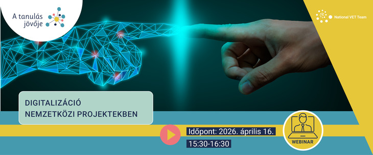 Digitális kéz és egy emberi kéz összeér és a találkozópont fénylik
