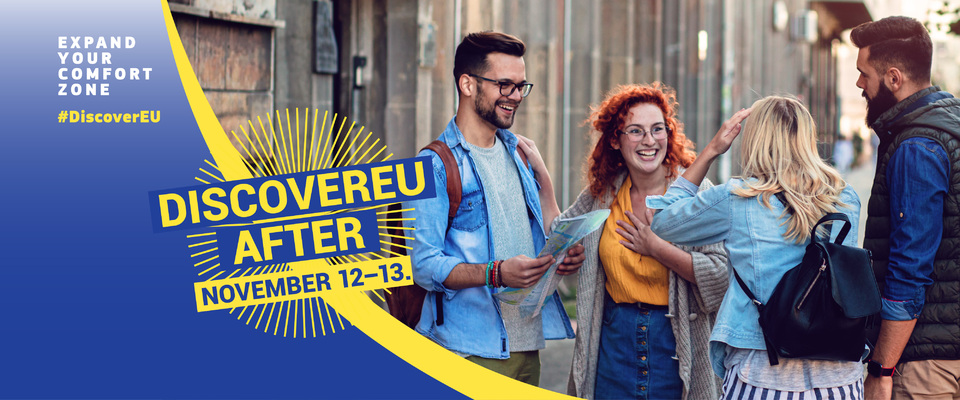 Ajánló grafika a DiscoverEU After: vár az utazás utáni találkozó című tartalomhoz.