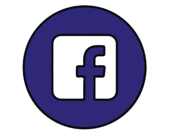 Discover EU facebook ikon fehér háttéren kék körben egy kék inverz Facebook betű ikon
