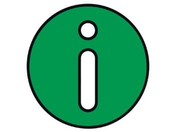 Discover EU információs ikon fehér háttéren zöld körben egy fehér I betű
