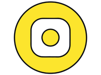 Discover EU instagram ikon fehér háttéren sárga körben inverz sárga Instagram ikon