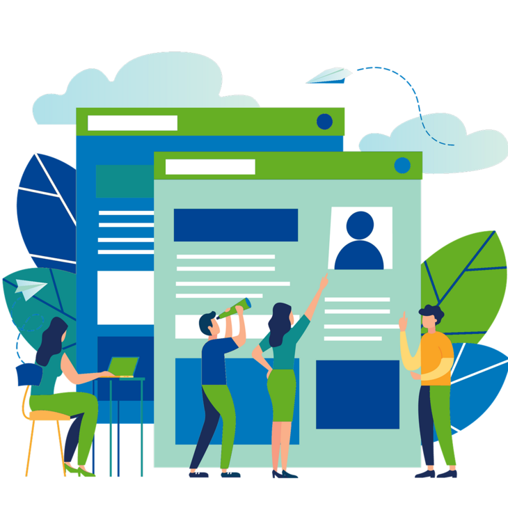 Grafika amelyen 4 ember egy projekten dolgozik és mindenki mást csinál