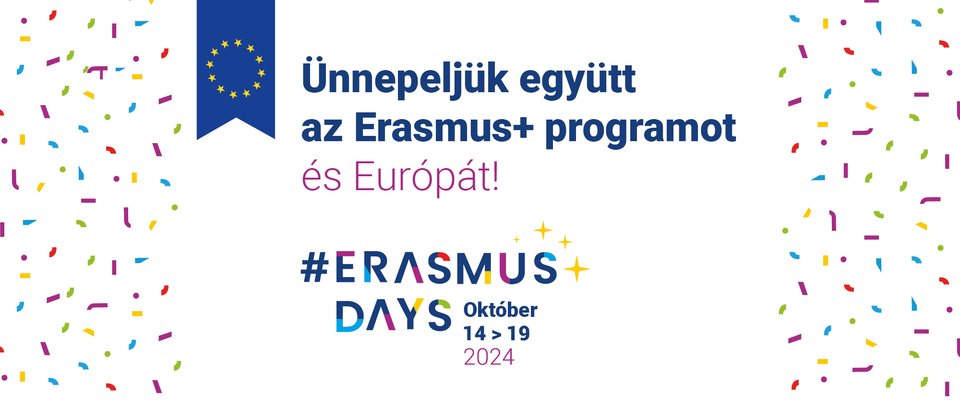Ajánló grafika a #ErasmusDays 2024 - Megnyílt a regisztráció! című tartalomhoz.
