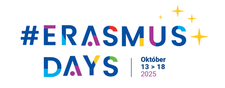ErasmusDays logó fehér és transzparens alapon színes betűkkel