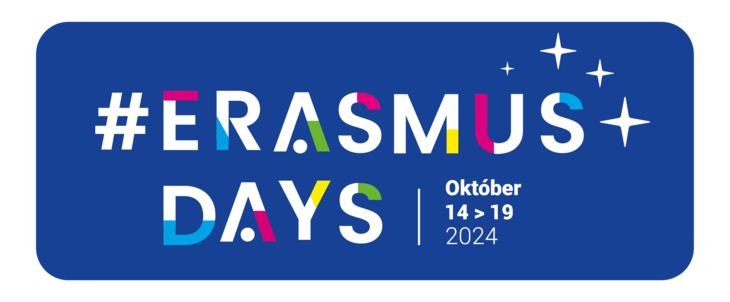 ErasmusDays logó sötétkék alapon színes betűkkel