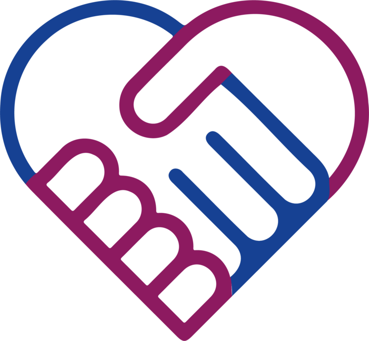 Európai Szolidaritási Testület két egymásba fonódó kéz szív alakban