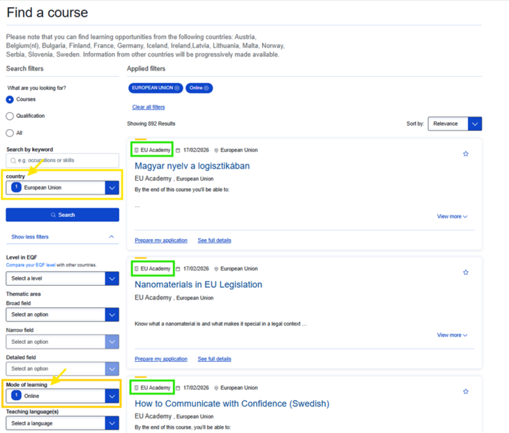 EU Academy elérés