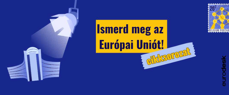 Kék háttéren egy Eurodesk színeiben pompázó épülrt mrgvigáítva és a szlogen 