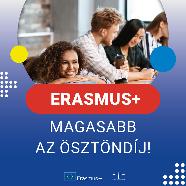 Pályázz Erasmus ösztöndíjra 2023 kampány plakát Emelkedett az ösztöndíj