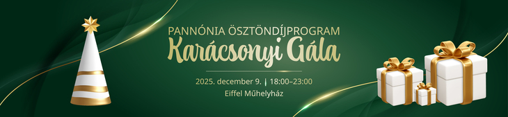 Pannónia Ösztöndíjprogram Karácsonyi Gála digitálisan illusztrált borítóképe az esemény részleteivel