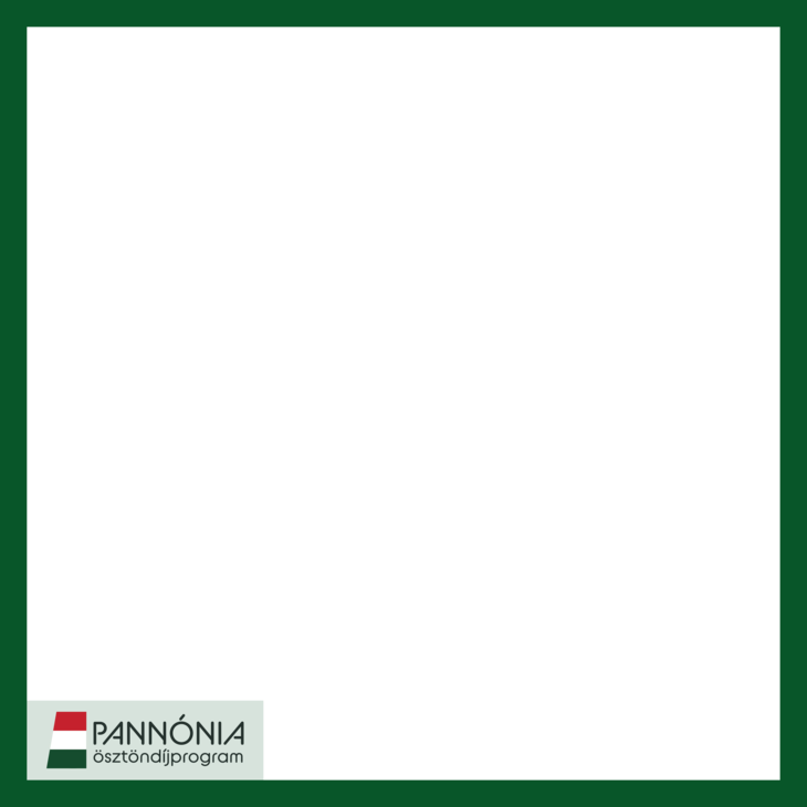 Pannónia Ösztöndíjprogram magyar felirattal logózott sötétzöld képkeret lent balra zárt átlátszó logóval