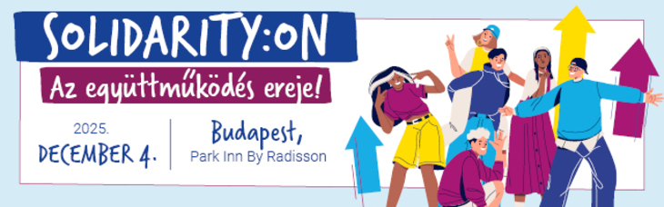 SolidarityON 2025 esemény hírlevél fejléckép digitális illusztráció fiatalokkal